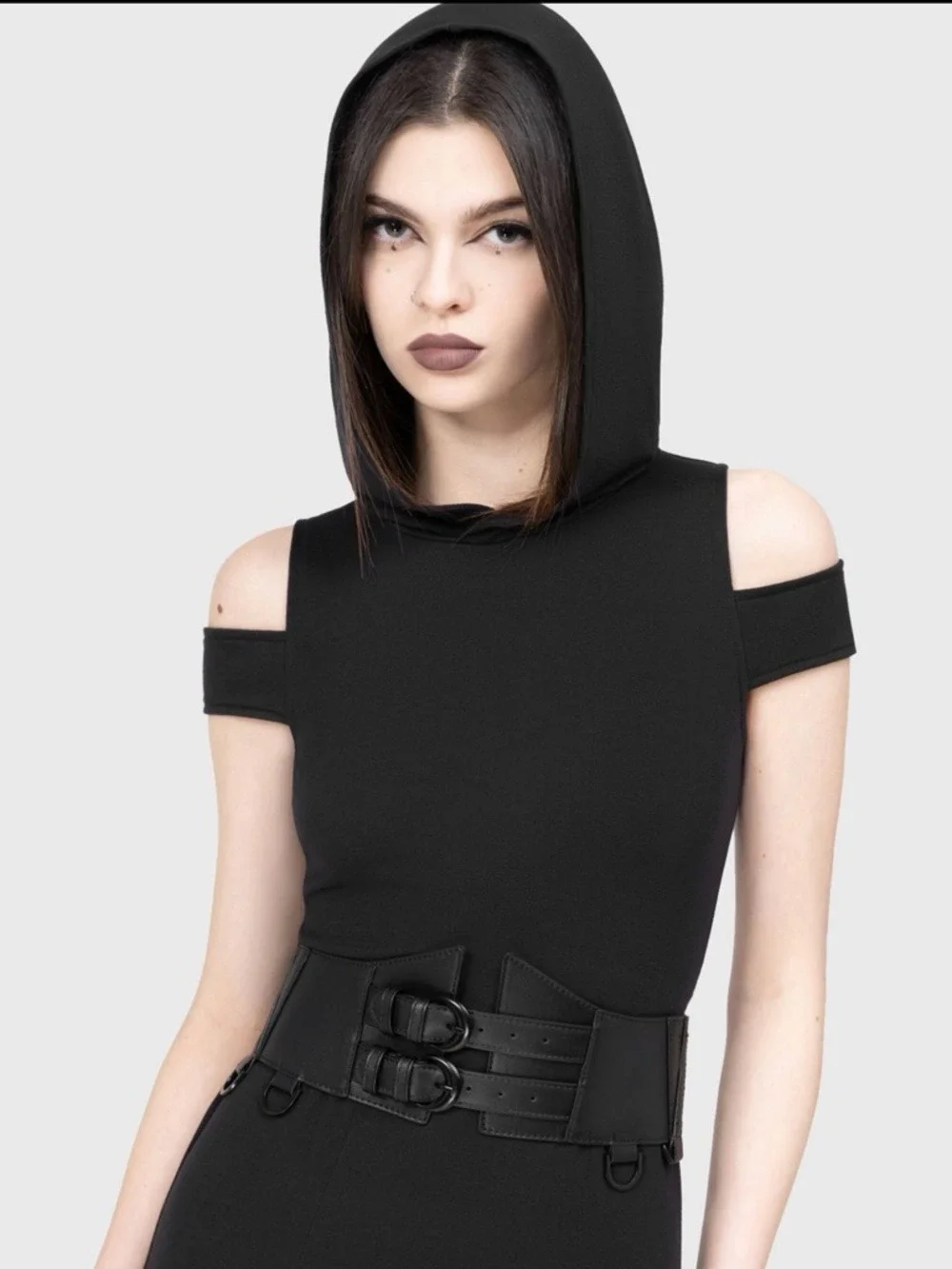 Killstar Grin & Sin Double Buckle Gothic Waist Belt Black M/L